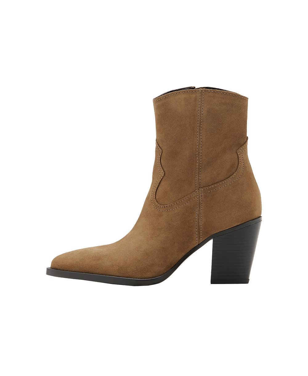 MANGO Isabella Suede Block-Heel Pointed-Toe Boots