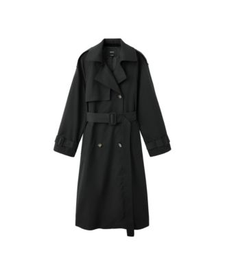 MANGO Women's Long Double-Breasted Trench Coat