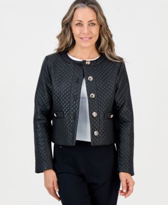 JM Collection женская стеганая куртка из искусственной кожи размера Petite, эксклюзив Macy's