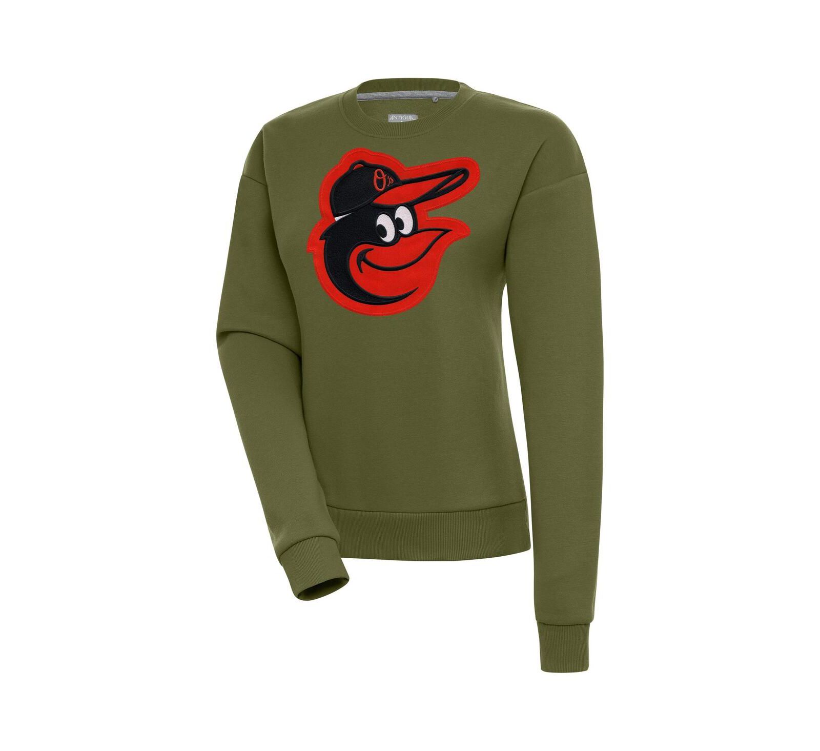Antigua Women's Olive Baltimore Orioles Victory Pullover Sweatshirt