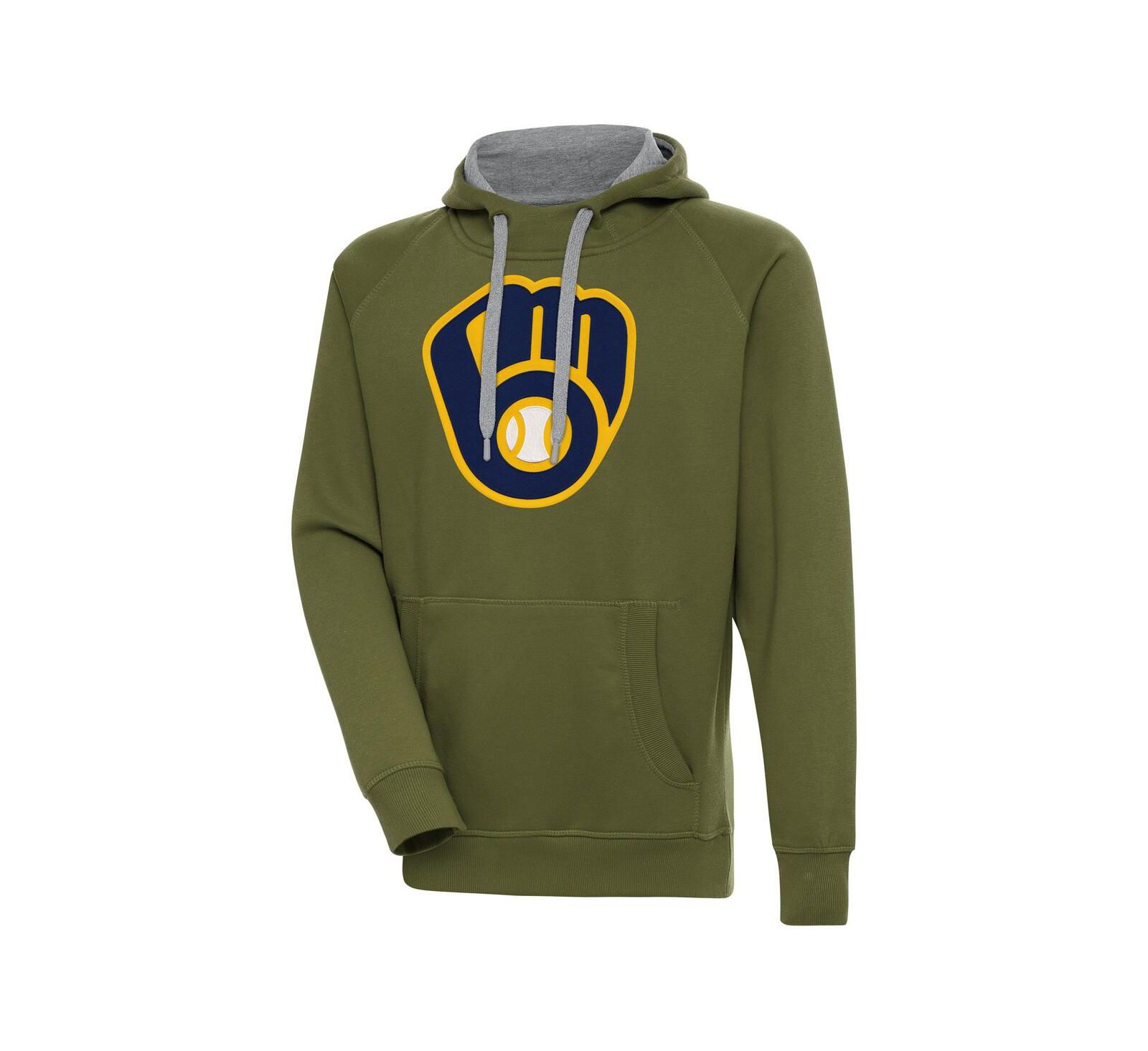 Мужское худи Antigua Olive Milwaukee Brewers Victory