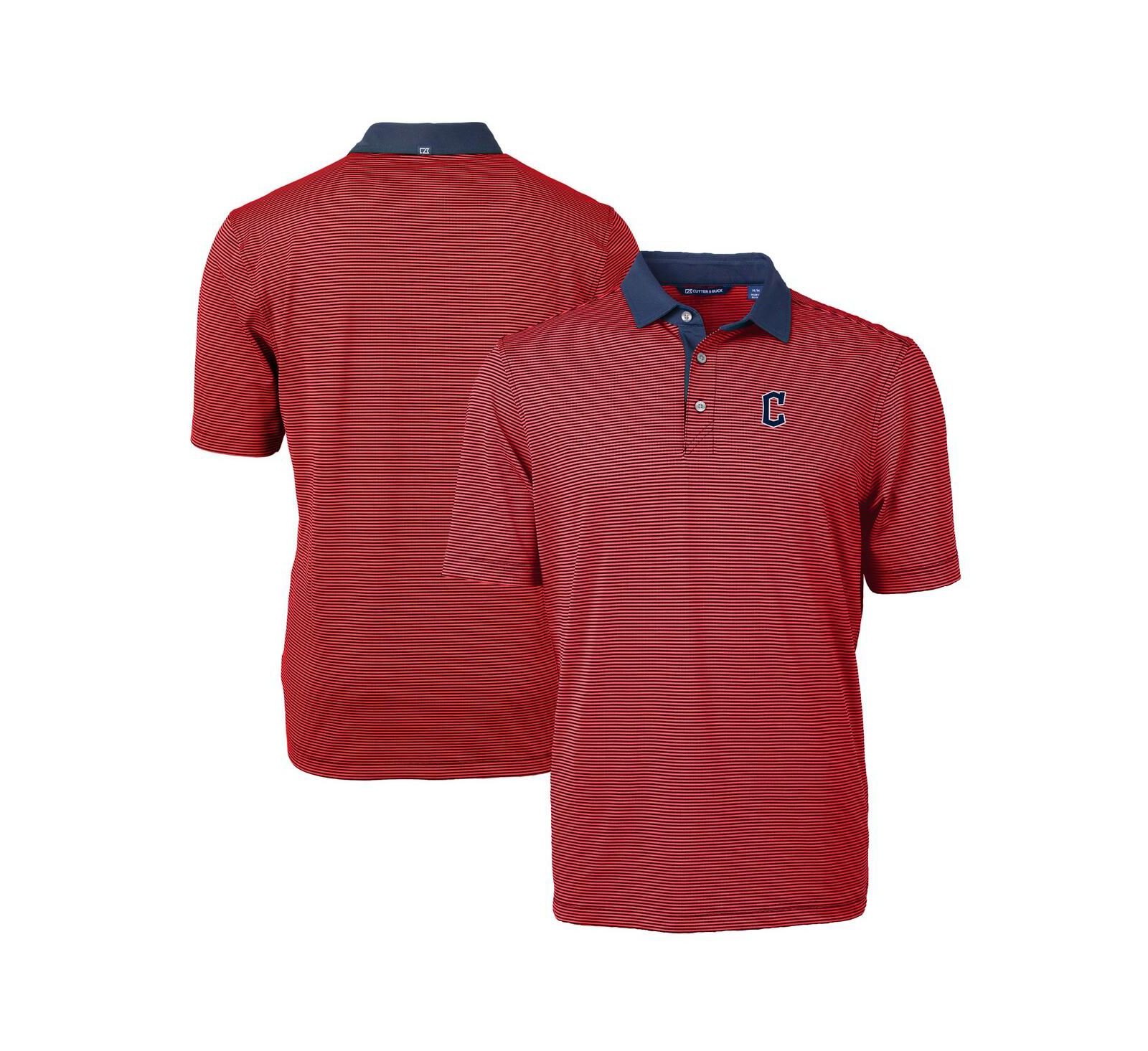 Мужская рубашка-поло Cutter & Buck Cleveland Guardians Virtue Eco Pique Micro Stripe, Red/Navy