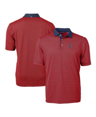 Мужская рубашка-поло Cutter & Buck Cleveland Guardians Virtue Eco Pique Micro Stripe, Red/Navy