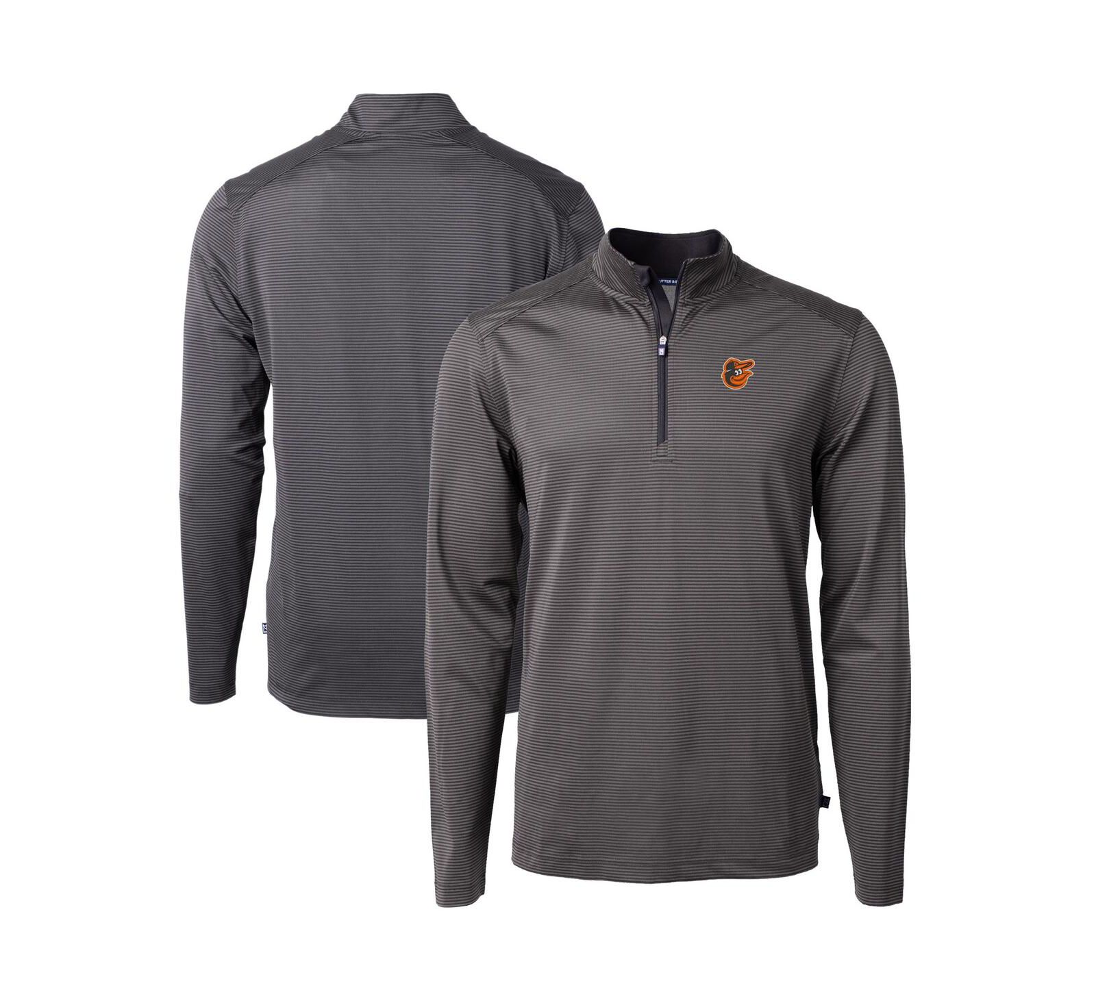 Мужской пуловер Cutter & Buck Baltimore Orioles Virtue Eco Pique Micro Stripe Quarter-Zip