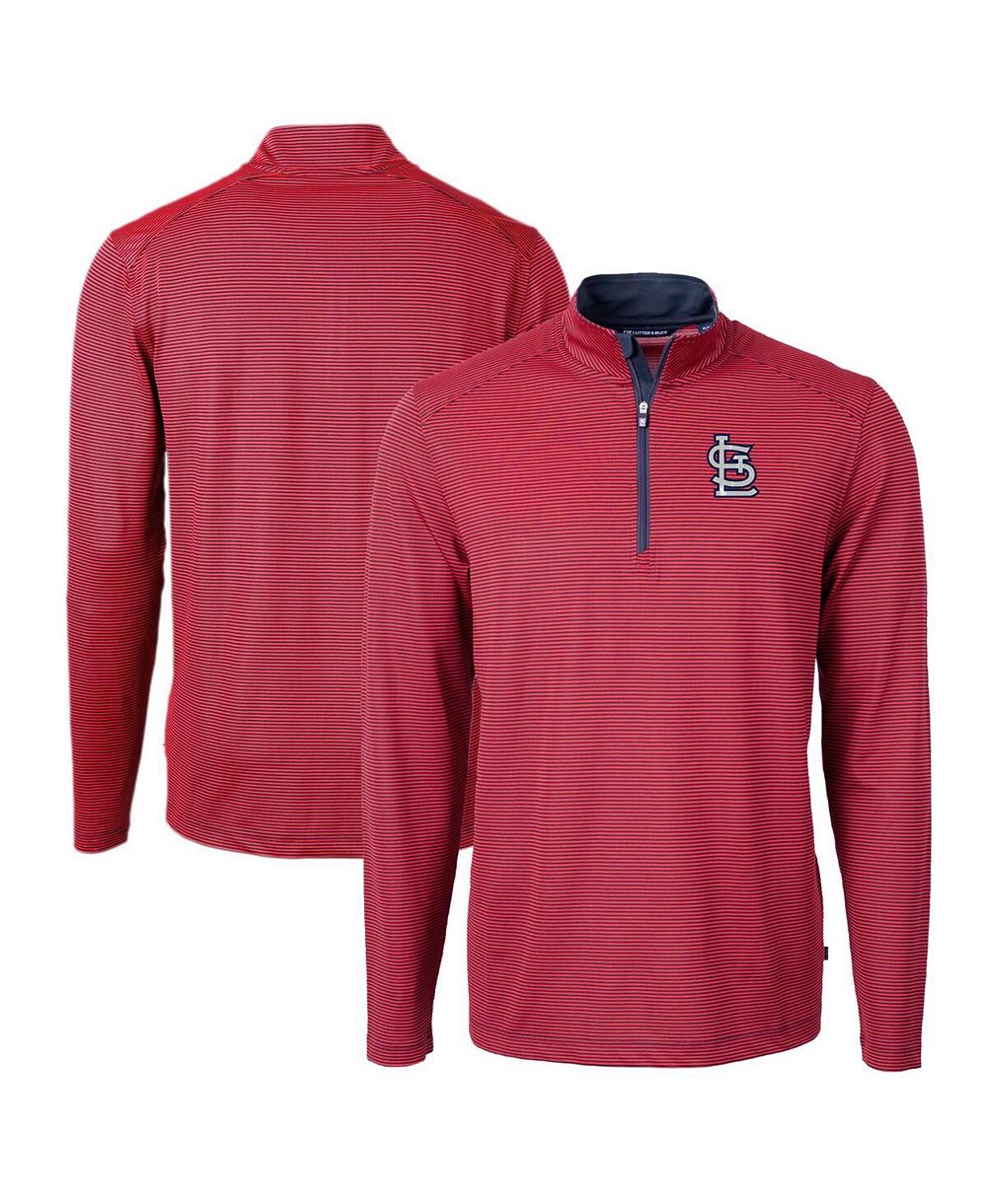 Cutter & Buck Мужской красный/темно-синий St. Louis Cardinals Virtue Eco Pique Micro Stripe Big & Tall Quarter-Zip Pullover