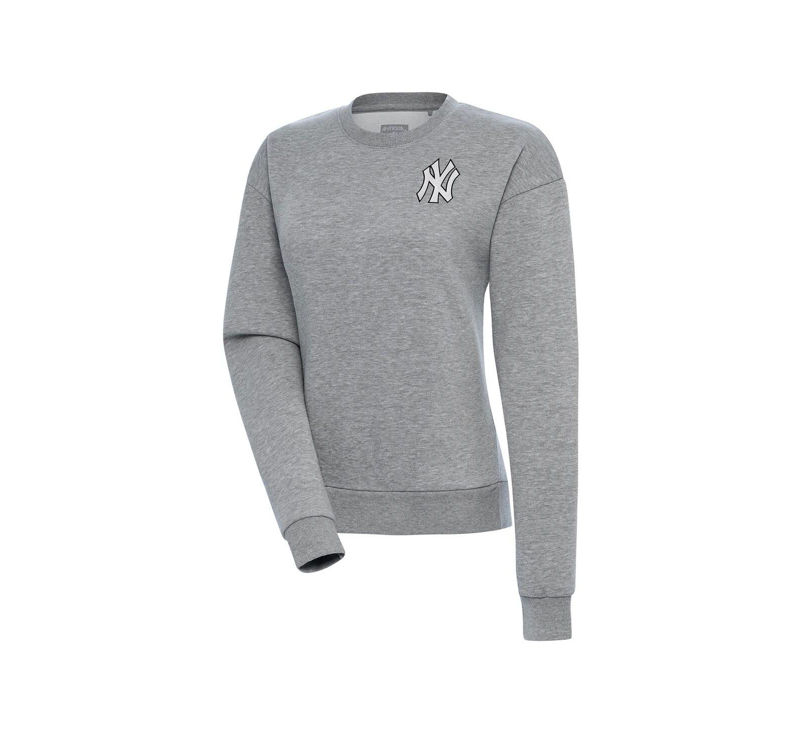 Женское свитшот Antigua Heather Gray New York Yankees Brushed Metallic Victory Pullover