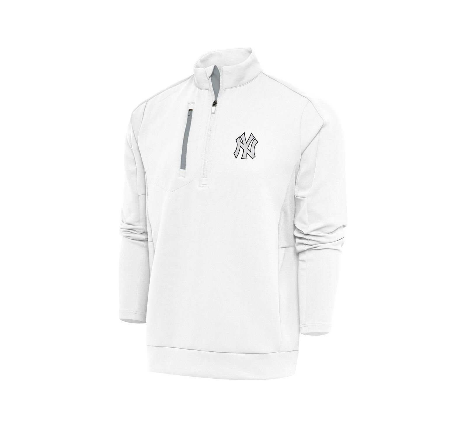 Мужская кофта Antigua White New York Yankees Metallic Generation Quarter-Zip