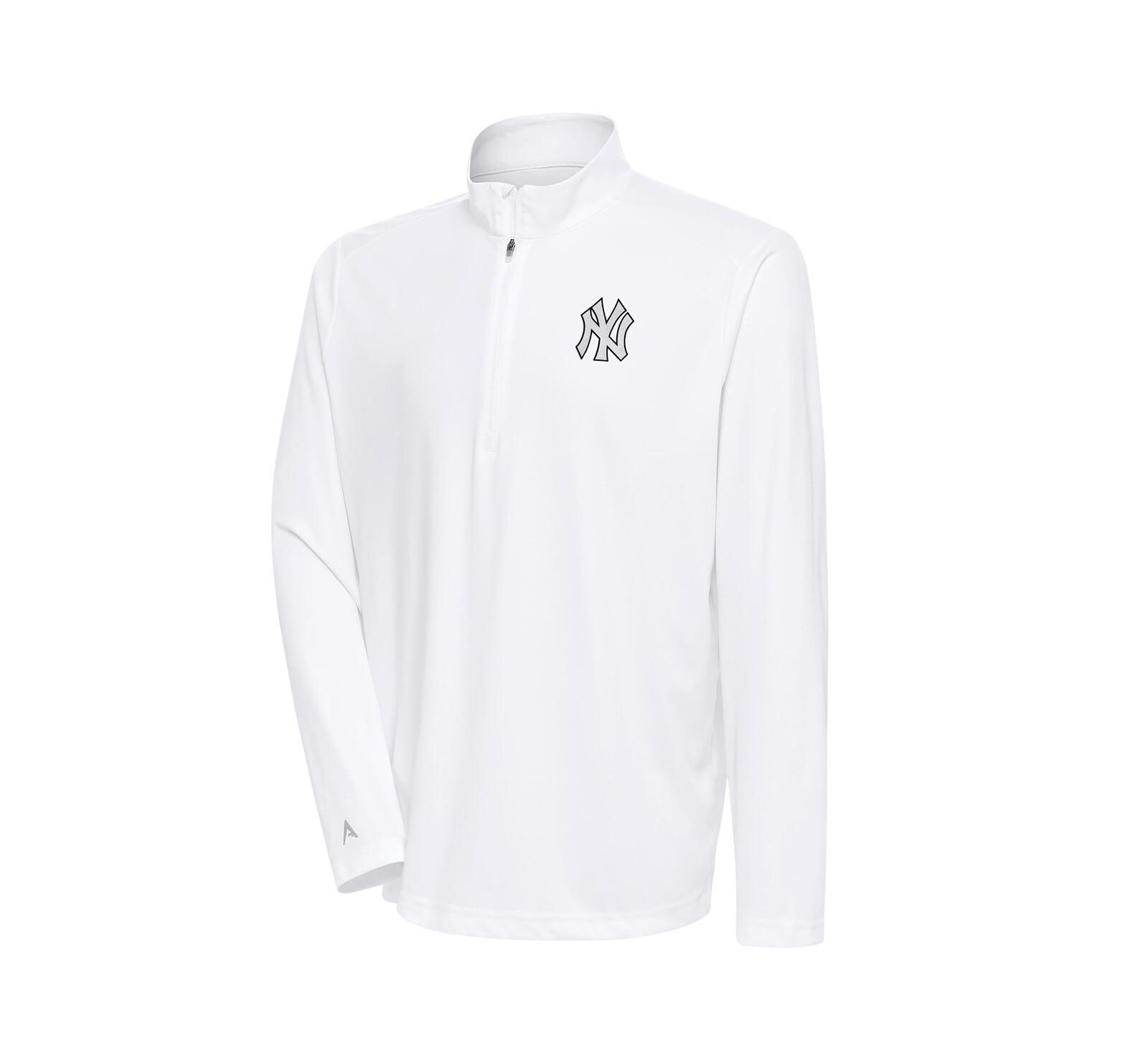 Мужская ветровка Antigua White New York Yankees Metallic Tribute Quarter-Zip