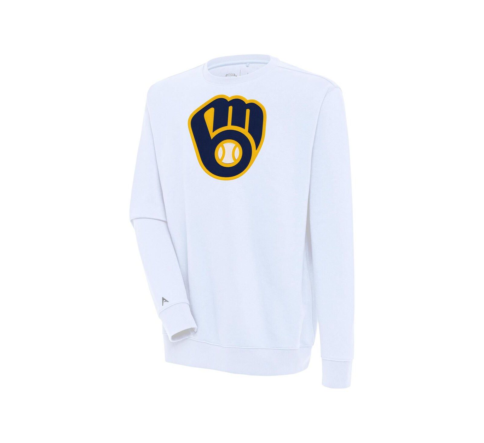 Мужской свитшот Antigua White Milwaukee Brewers Victory Pullover