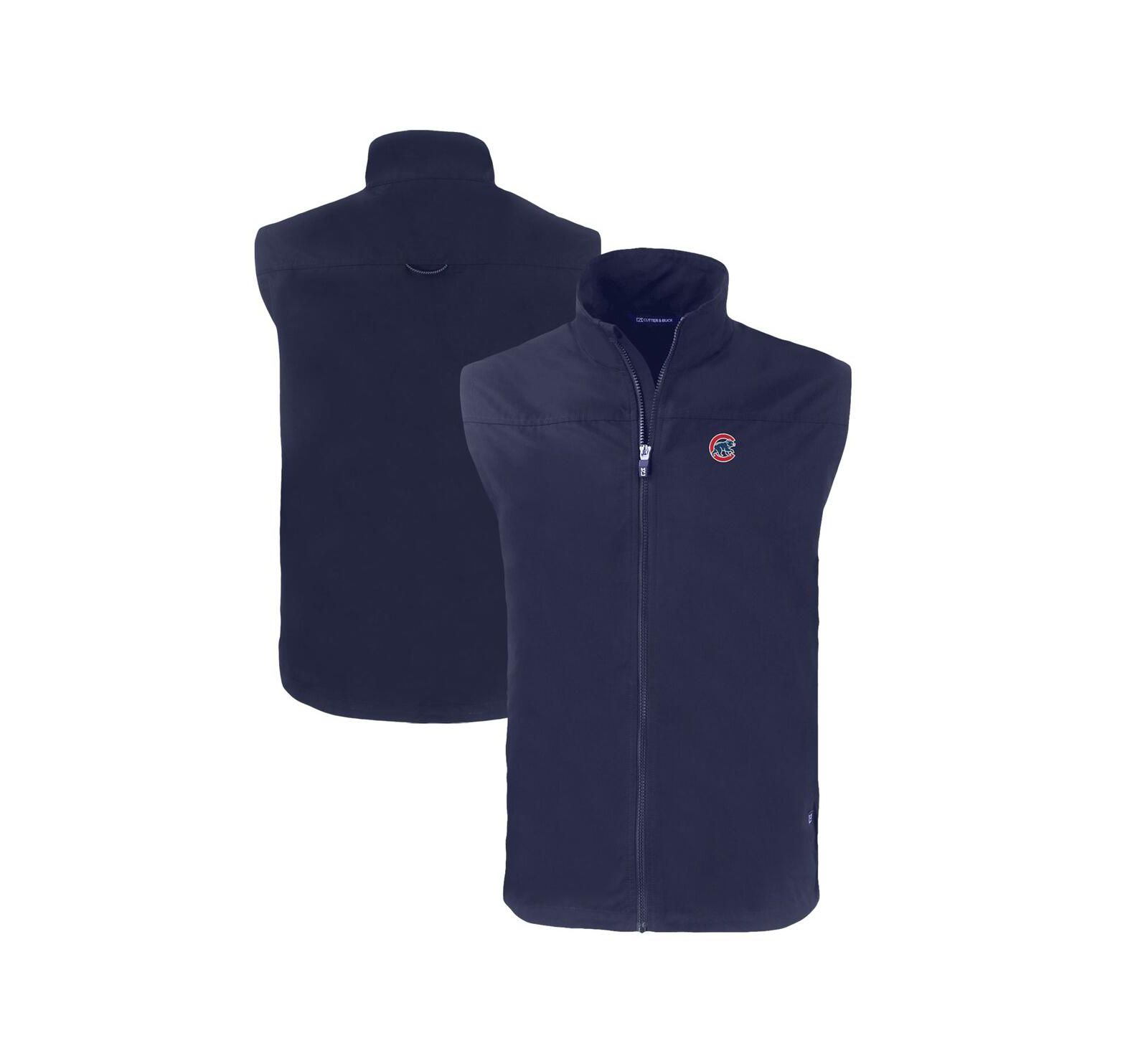 Мужской жилет Cutter & Buck Navy Chicago Cubs Big & Tall Charter Eco Full-Zip