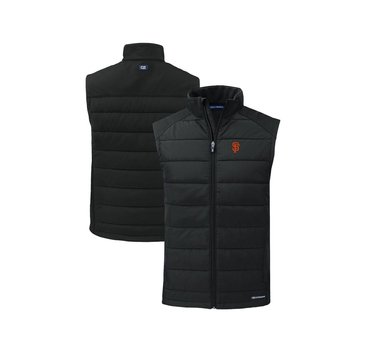 Cutter & Buck Men's Black San Francisco Giants Evoke Hybrid Eco Softshell Full-Zip Vest