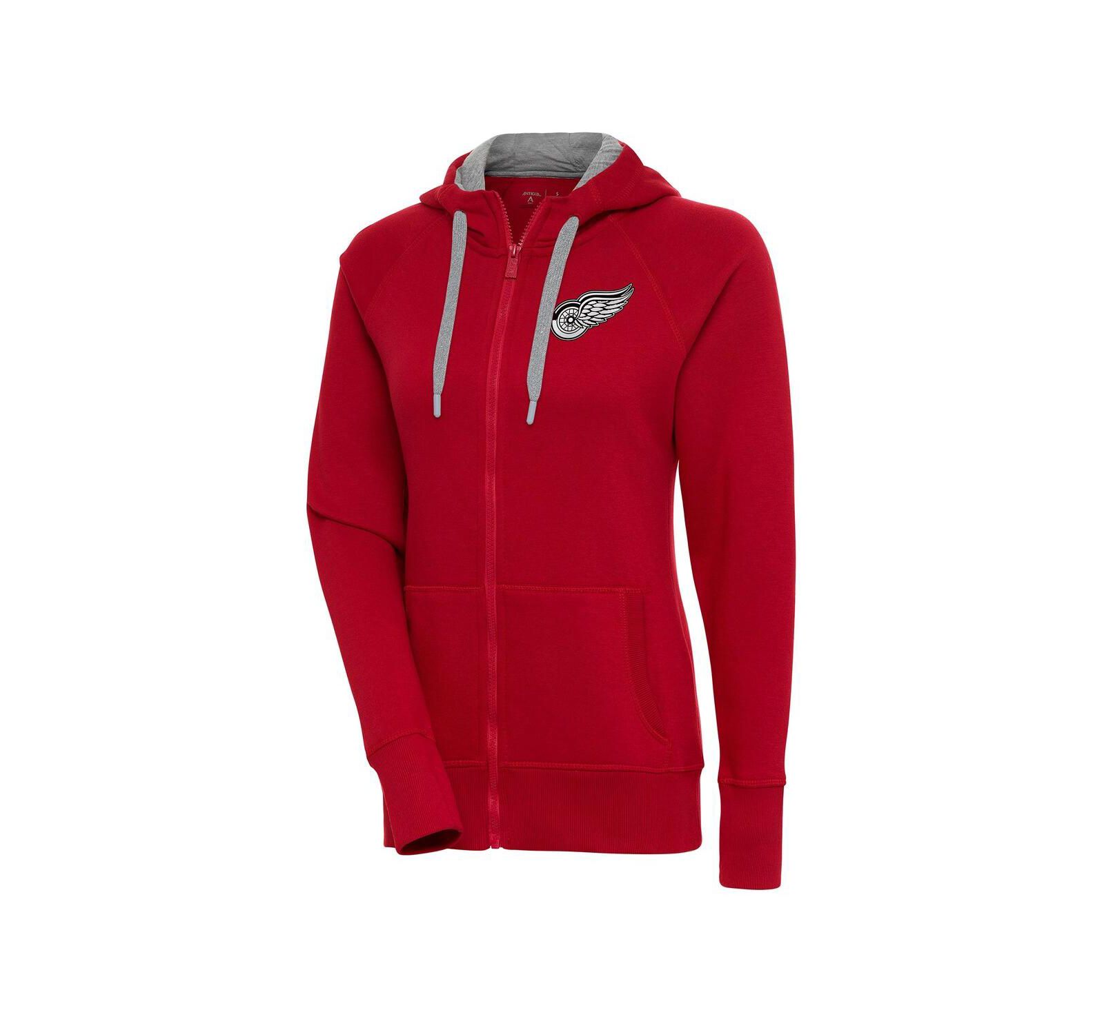 Antigua Women's Red Detroit Red Wings Metallic Logo Victory Full-Zip Hoodie