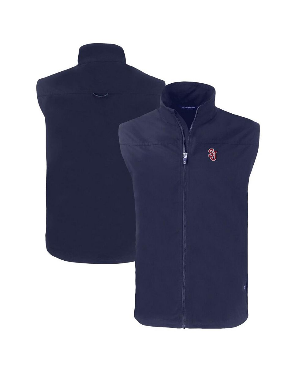 Cutter & Buck Men's Navy St. John's Red Storm Charter Eco Full-Zip Vest