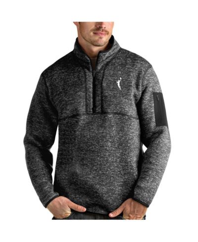 Мужская куртка Antigua Heather Black WNBA Logo Fortune Quarter-Zip Pullover