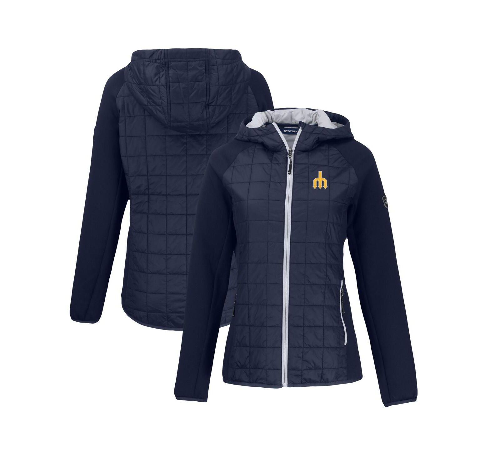 Cutter & Buck Women's Navy Seattle Mariners Cooperstown Collection Rainier PrimaLoft Eco Full-Zip Hybrid Jacket