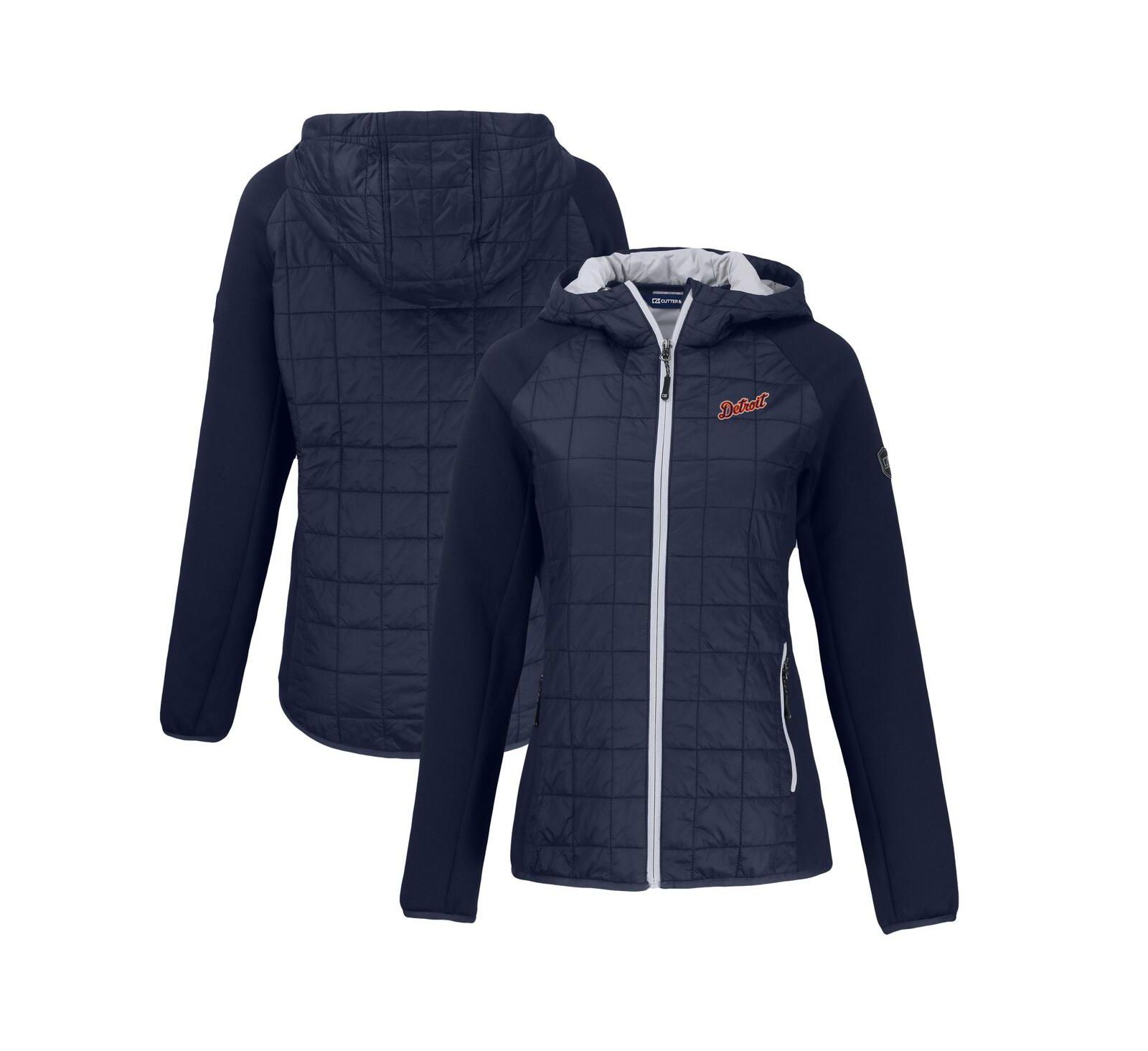 Cutter & Buck Women's Navy Detroit Tigers Cooperstown Collection Rainier PrimaLoft Eco Full-Zip Hybrid Jacket
