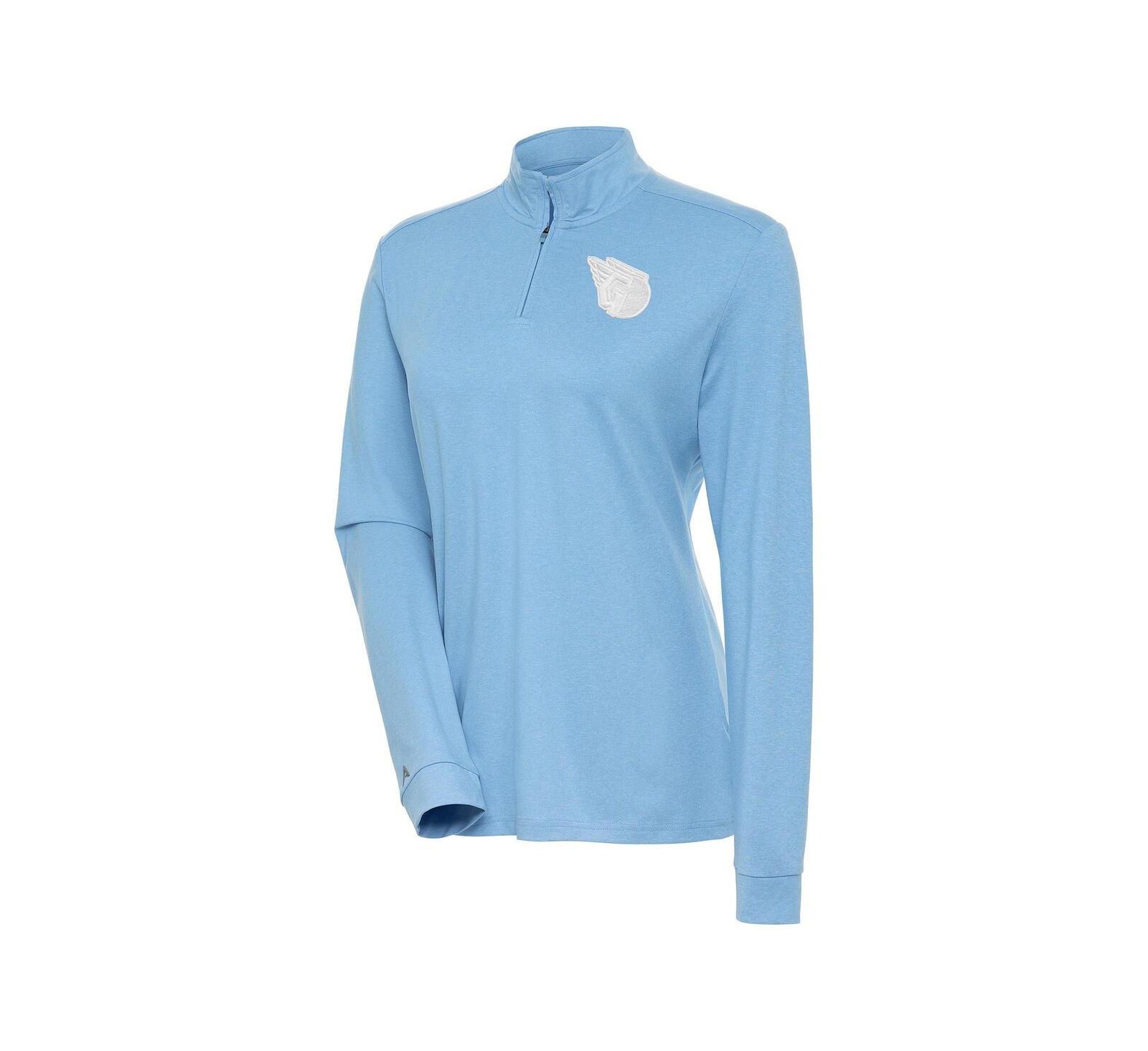 Antigua Women's Light Blue Cleveland Guardians Mentor Quarter-Zip Pullover Top