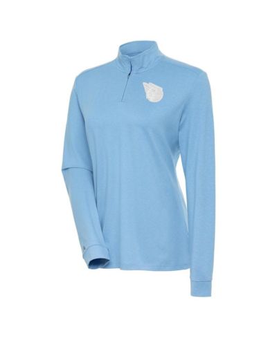 Antigua Women's Light Blue Cleveland Guardians Mentor Quarter-Zip Pullover Top