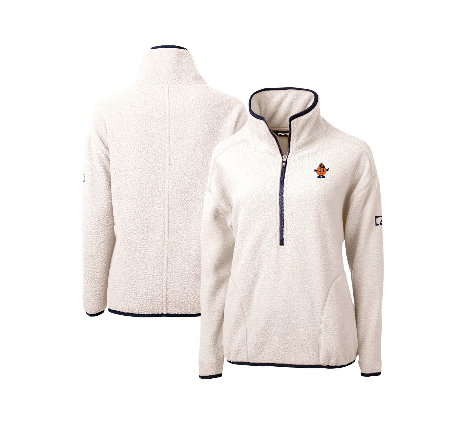 Cutter & Buck Women's Oatmeal Syracuse Orange Vault Cascade Eco Sherpa Fleece Half-Zip Pullover Jacket