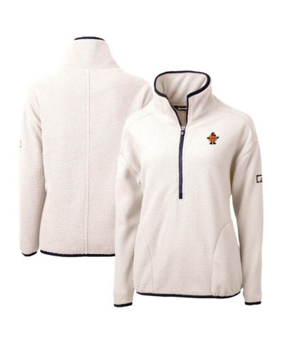Куртка Cutter & Buck Women's Oatmeal Syracuse Orange Vault Cascade Eco Sherpa Fleece Half-Zip Pullover