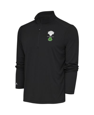 Мужской джемпер Antigua Charcoal New York Knicks Shamrock Tribute Quarter-Zip