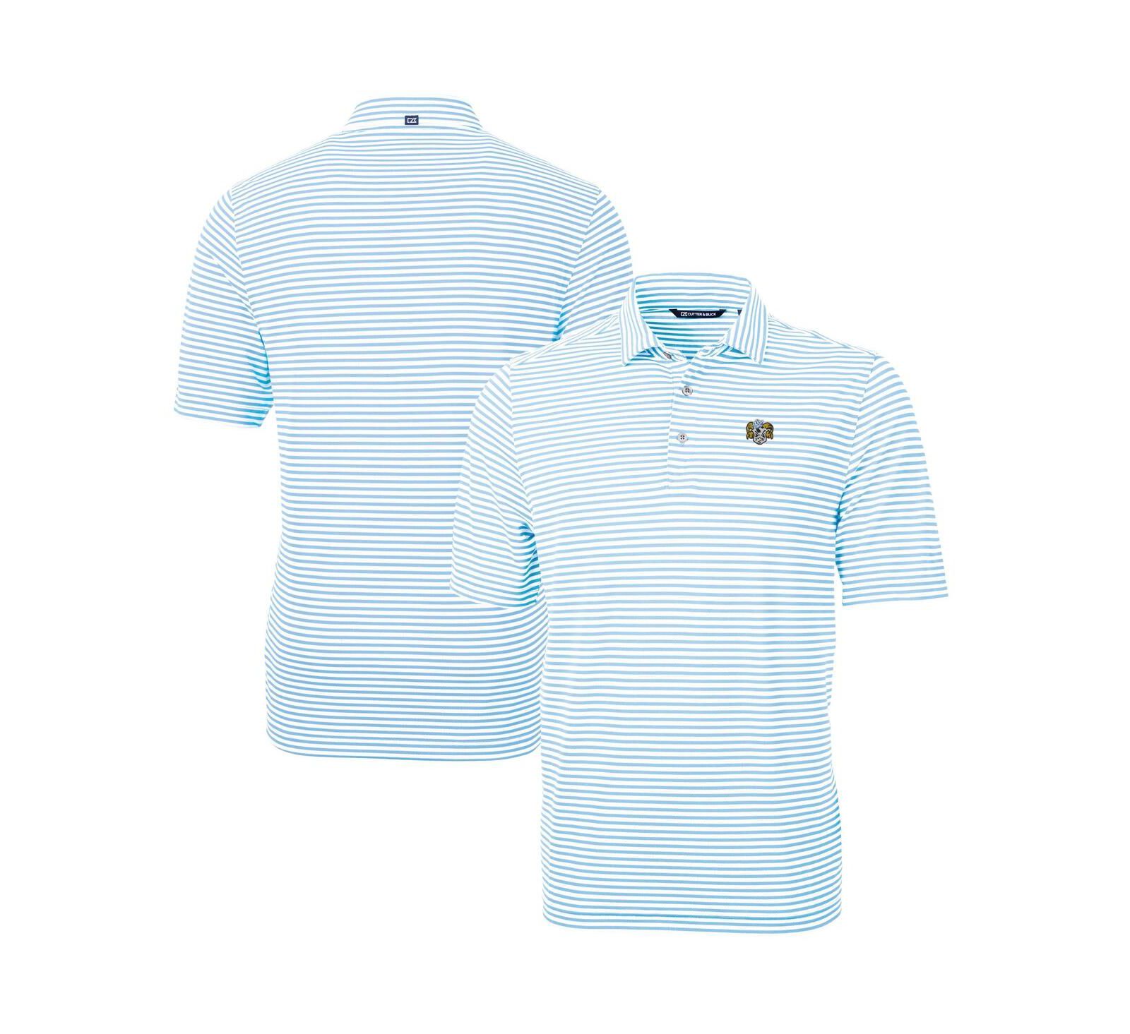 Мужская рубашка-поло Cutter & Buck North Carolina Tar Heels Vault DryTec Virtue Eco Pique Stripe Caroline Blue