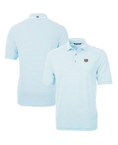 Мужская рубашка-поло Cutter & Buck North Carolina Tar Heels Vault DryTec Virtue Eco Pique Stripe Caroline Blue