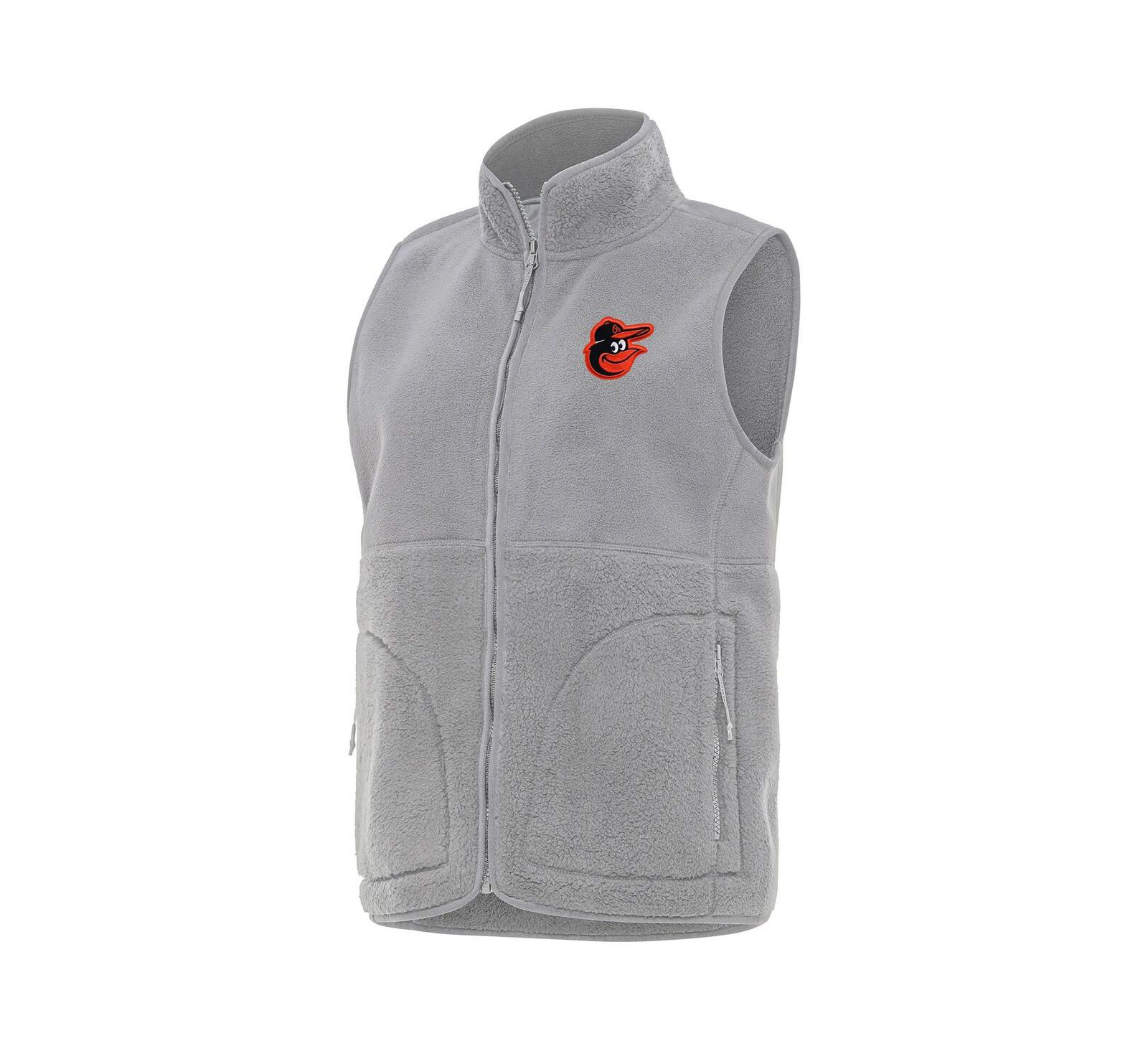 Antigua Women's Gray Baltimore Orioles Nostalgic Full-Zip Vest