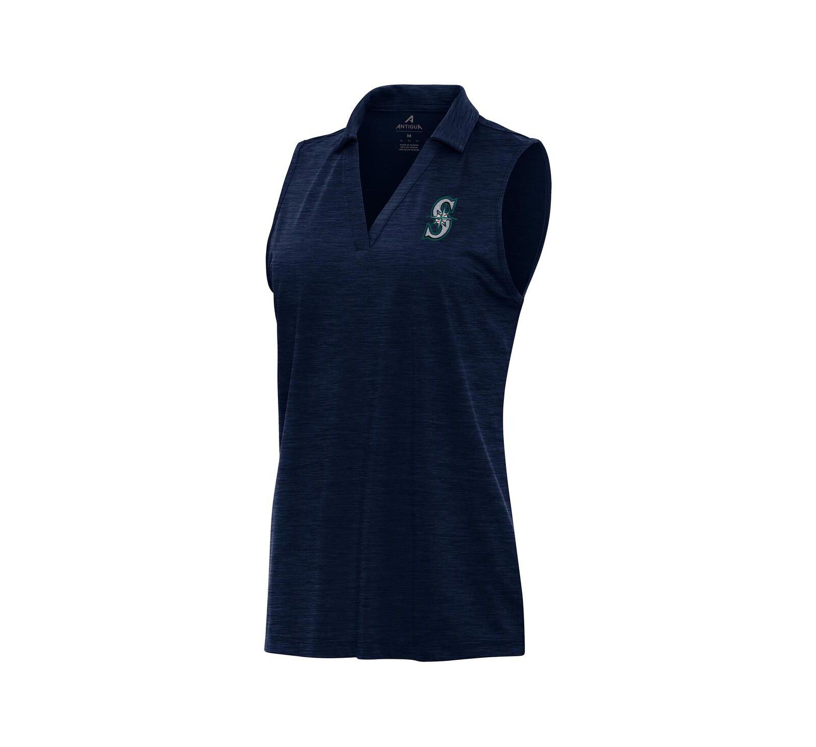 Женское поло Antigua Heather Navy Seattle Mariners Layout без рукавов
