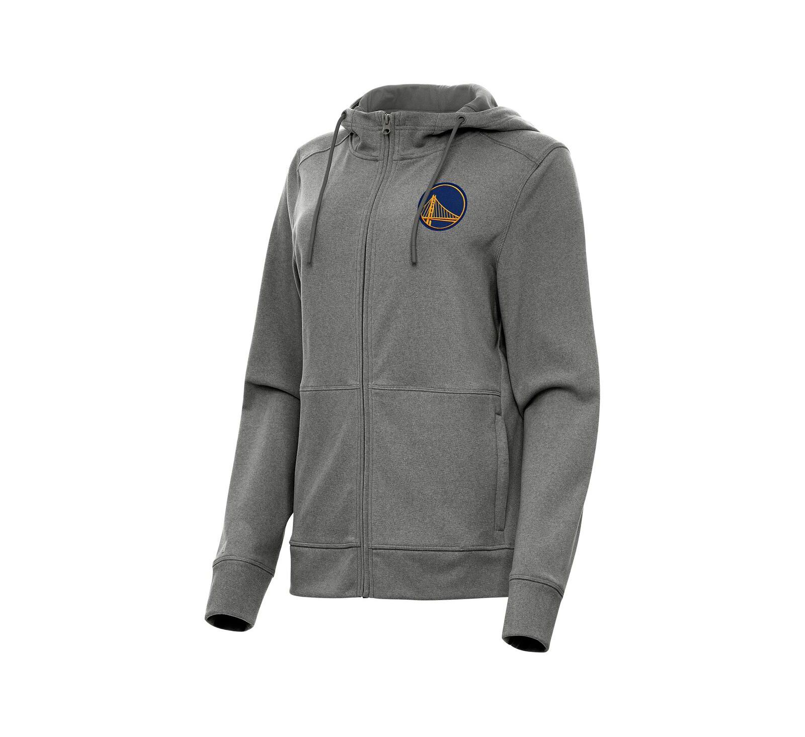 Худи Antigua Women's Heather Charcoal Golden State Warriors с полной молнией