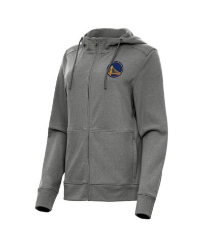 Худи Antigua Women's Heather Charcoal Golden State Warriors с полной молнией