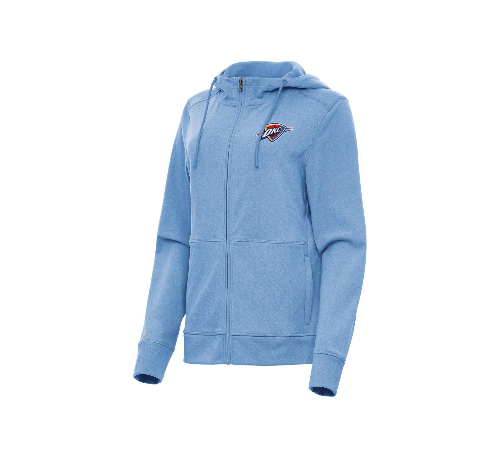 Antigua Women's Heather Powder Blue Oklahoma City Thunder Seeker Full-Zip Hoodie Jacket