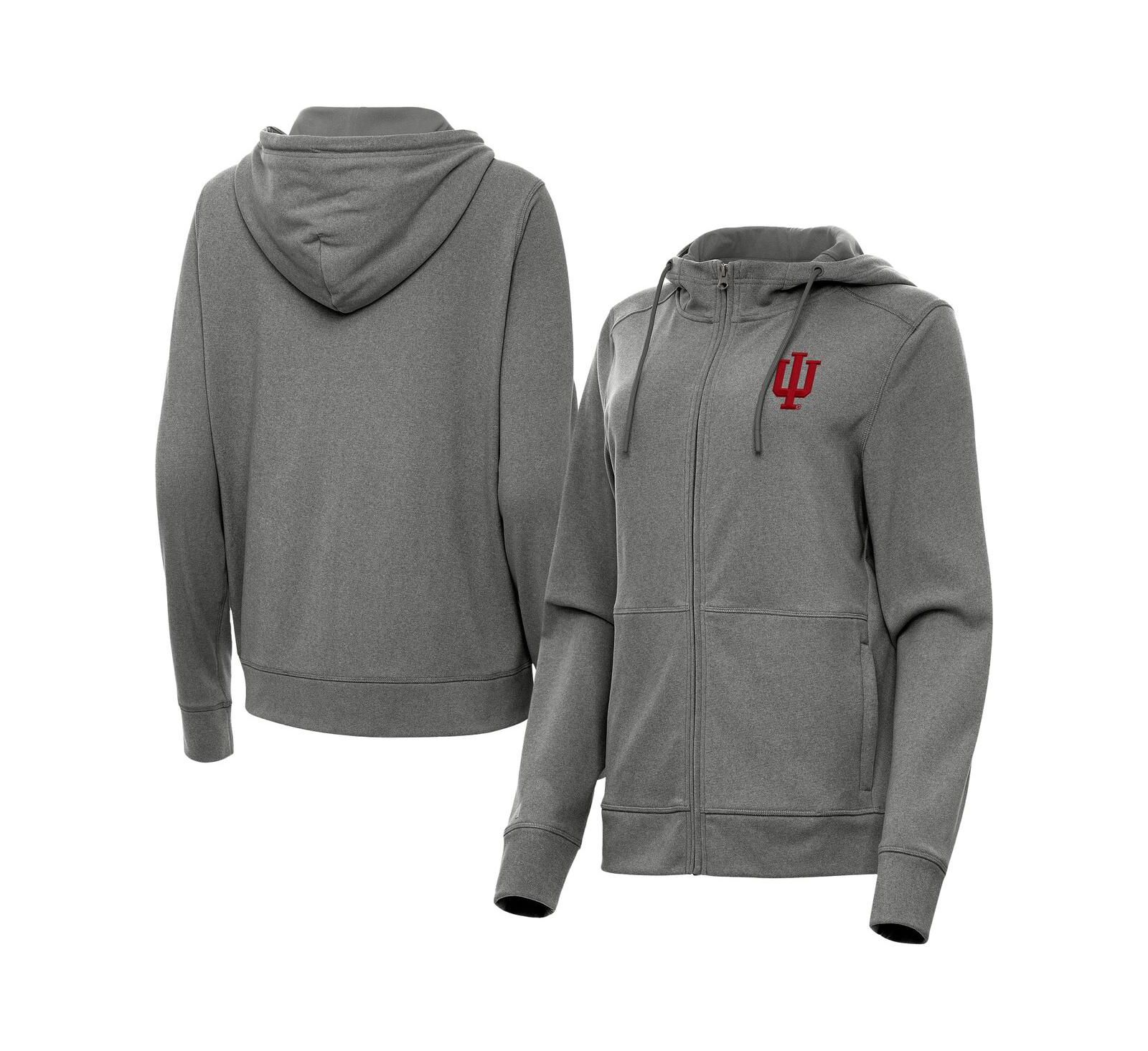 Antigua Women's Heather Black Indiana Hoosiers Seeker Full-Zip Hoodie Jacket