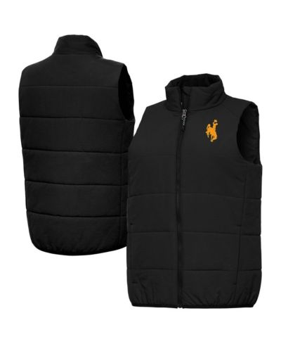 Antigua Women's Black Wyoming Cowboys Experience Full-Zip Puffer Vest