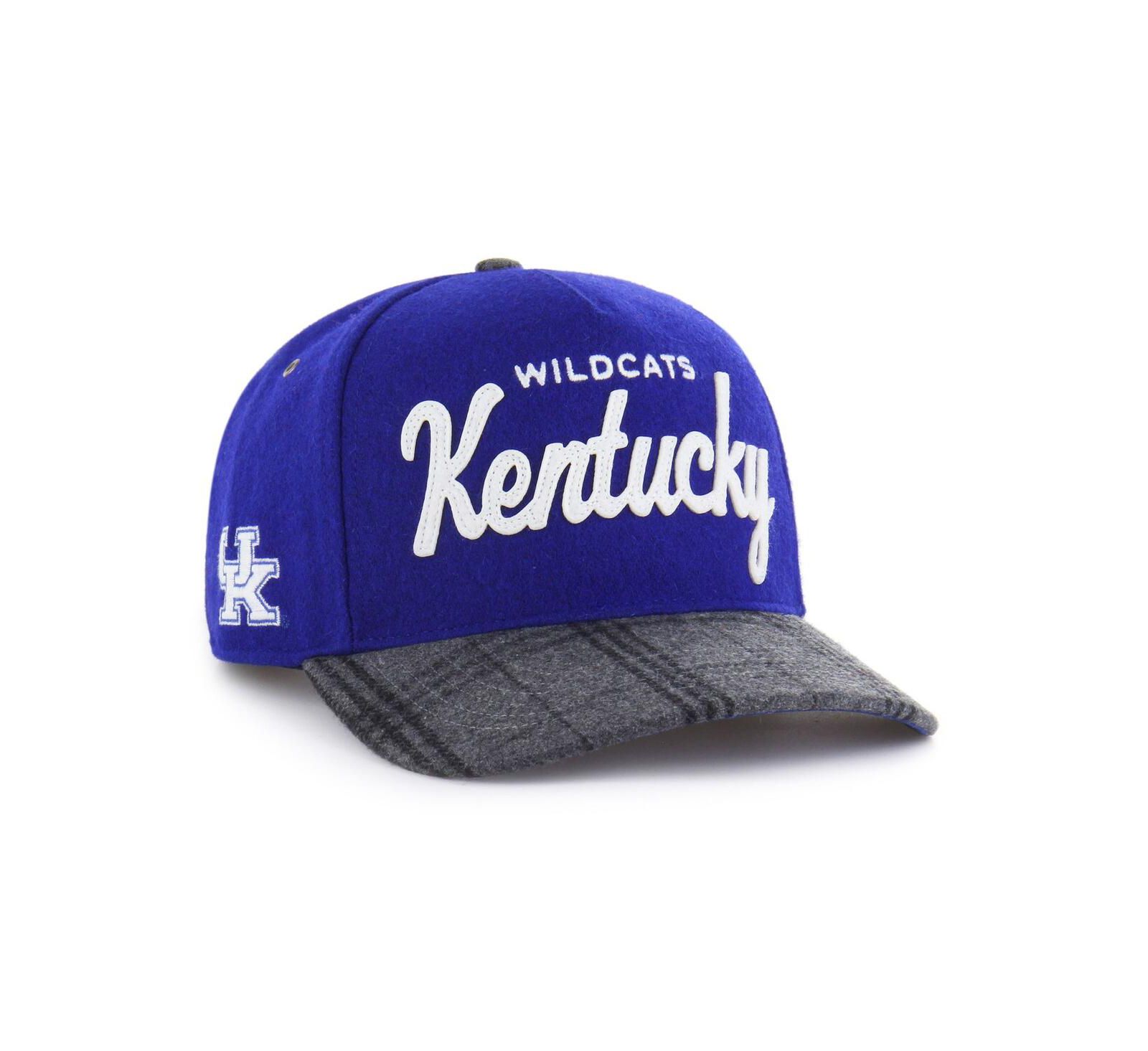 Мужская и женская регулируемая кепка '47 Brand Royal Kentucky Wildcats Windowpane Plaid Collection Hitch