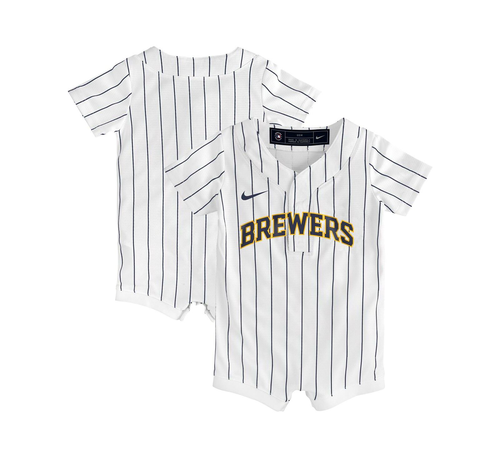 Ромпер Nike Baby Boys and Girls White Milwaukee Brewers