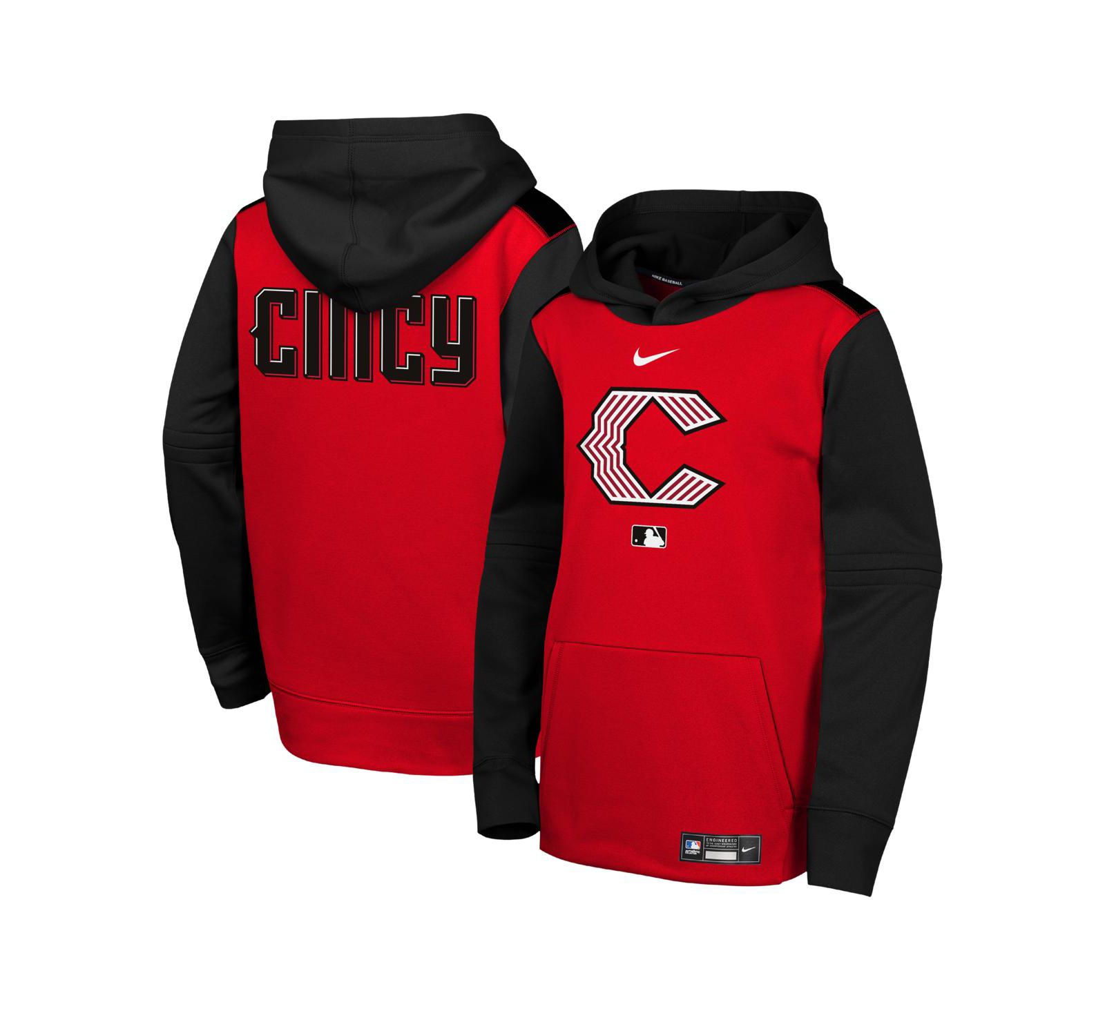 Nike Худи Therma-FIT для мальчиков и девочек Cincinnati Reds 2026 City Connect, красный/черный
