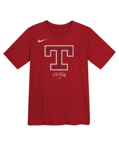Nike детская красная футболка Nike Texas Rangers 2026 City Connect Logo