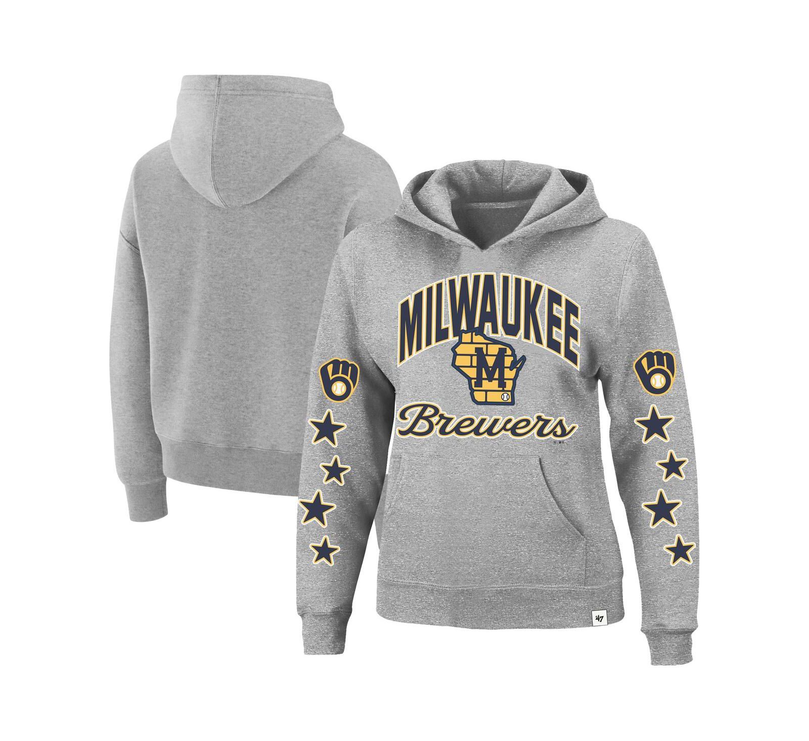 Женское худи '47 Brand Milwaukee Brewers Plus Size Starry Eye, серое меланж