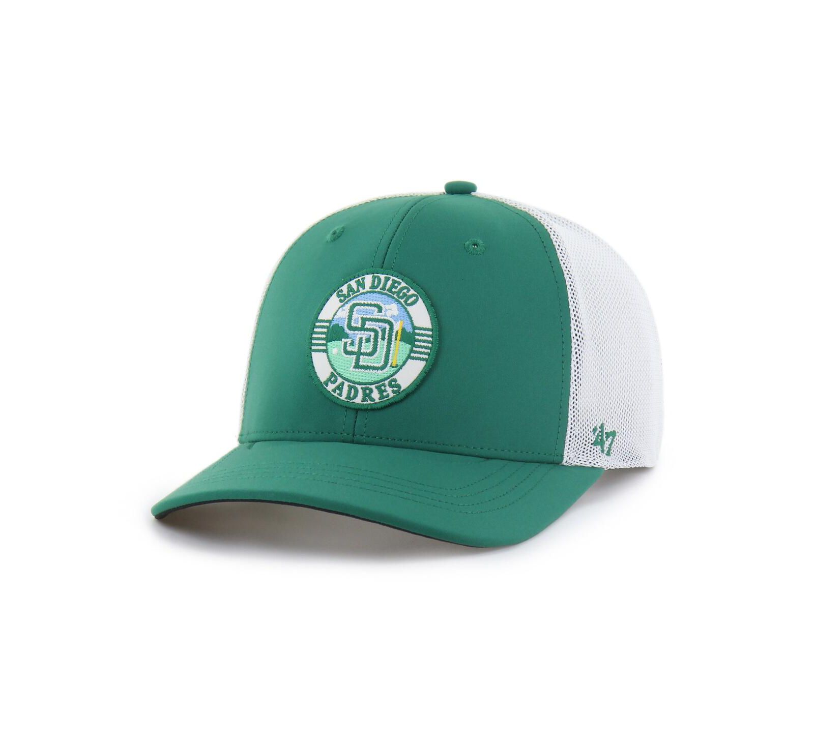 '47 Brand Men's Kelly Green/White San Diego Padres Elevated Greens Adjustable Trucker Hat