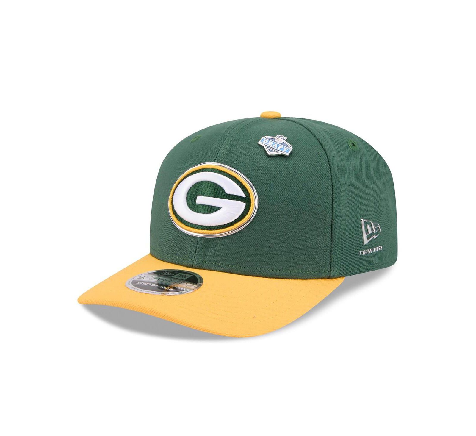 Мужская кепка New Era Green/Gold Green Bay Packers 2026 NFL Draft 9SEVENTY Adjustable