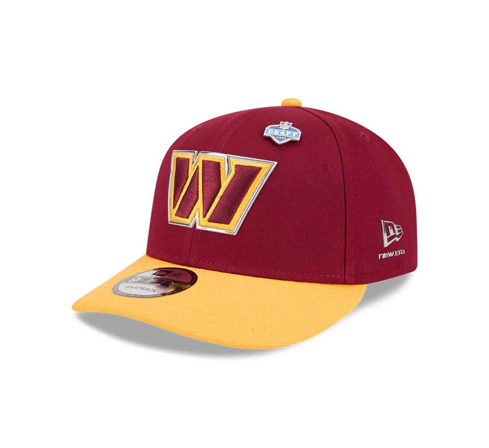 Детская кепка New Era Burgundy/Gold Washington Commanders 2026 NFL Draft Pre-Curved 9FIFTY Snapback