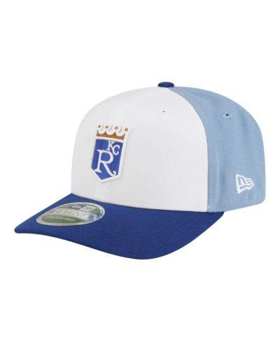 Мужская белая/светло-голубая кепка New Era Kansas City Royals Player Replica 9SEVENTY Adjustable