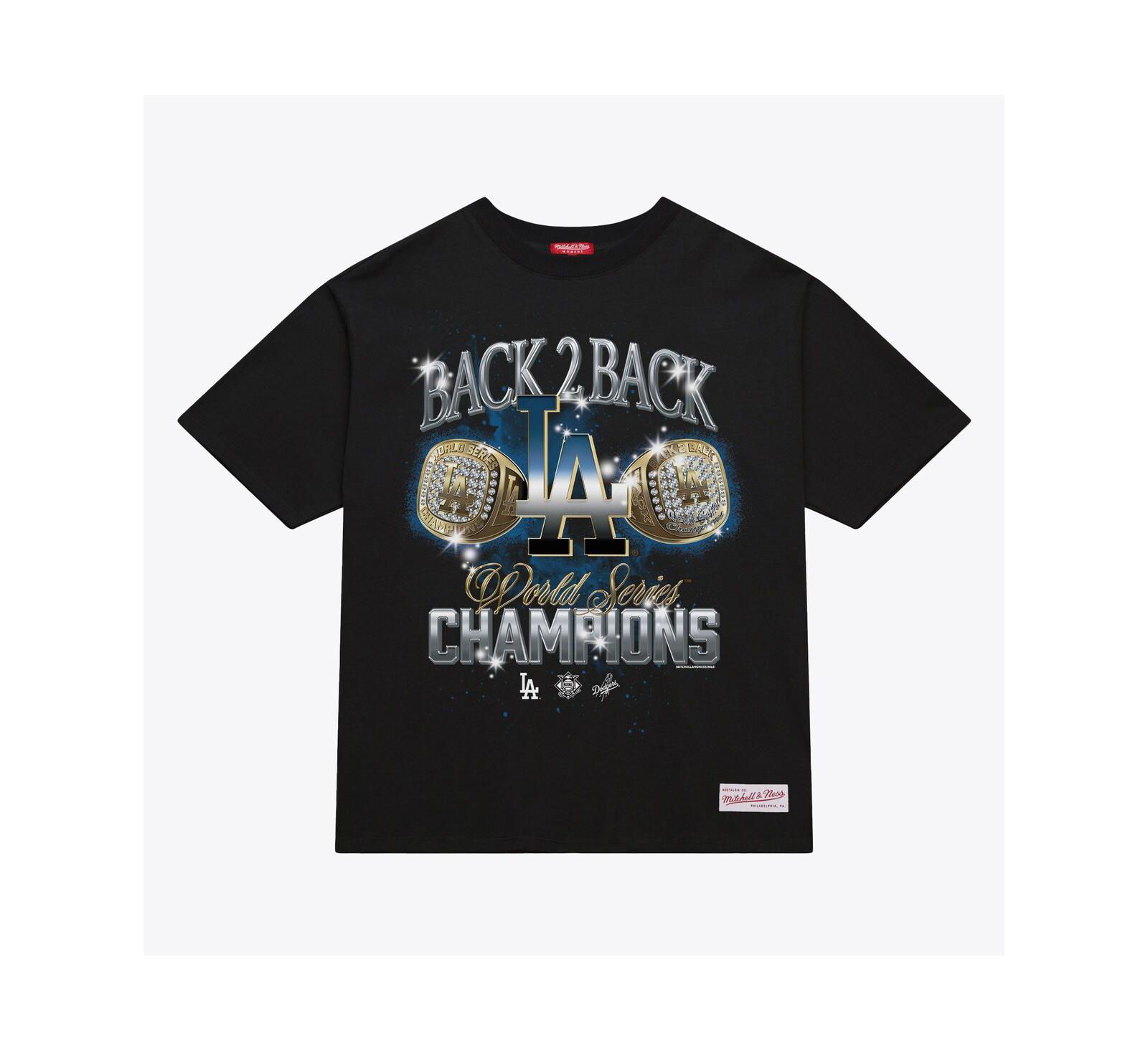 Женская укороченная футболка Mitchell & Ness Black Los Angeles Dodgers Back 2 Back Rings Boxy
