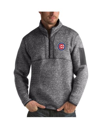 Antigua Мужской Heathered Charcoal Chicago Cubs Fortune Half-Zip Sweater