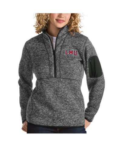 Antigua Women's Heather Black Loyola Marymount Lions Fortune Half-Zip Pullover Sweater
