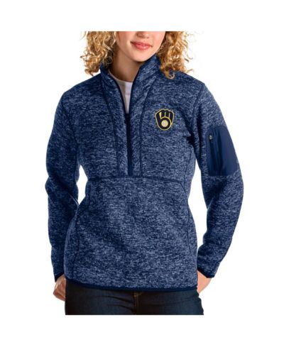 Antigua Женская ветровка Milwaukee Brewers Fortune Half-Zip Pullover Jacket Heather Navy