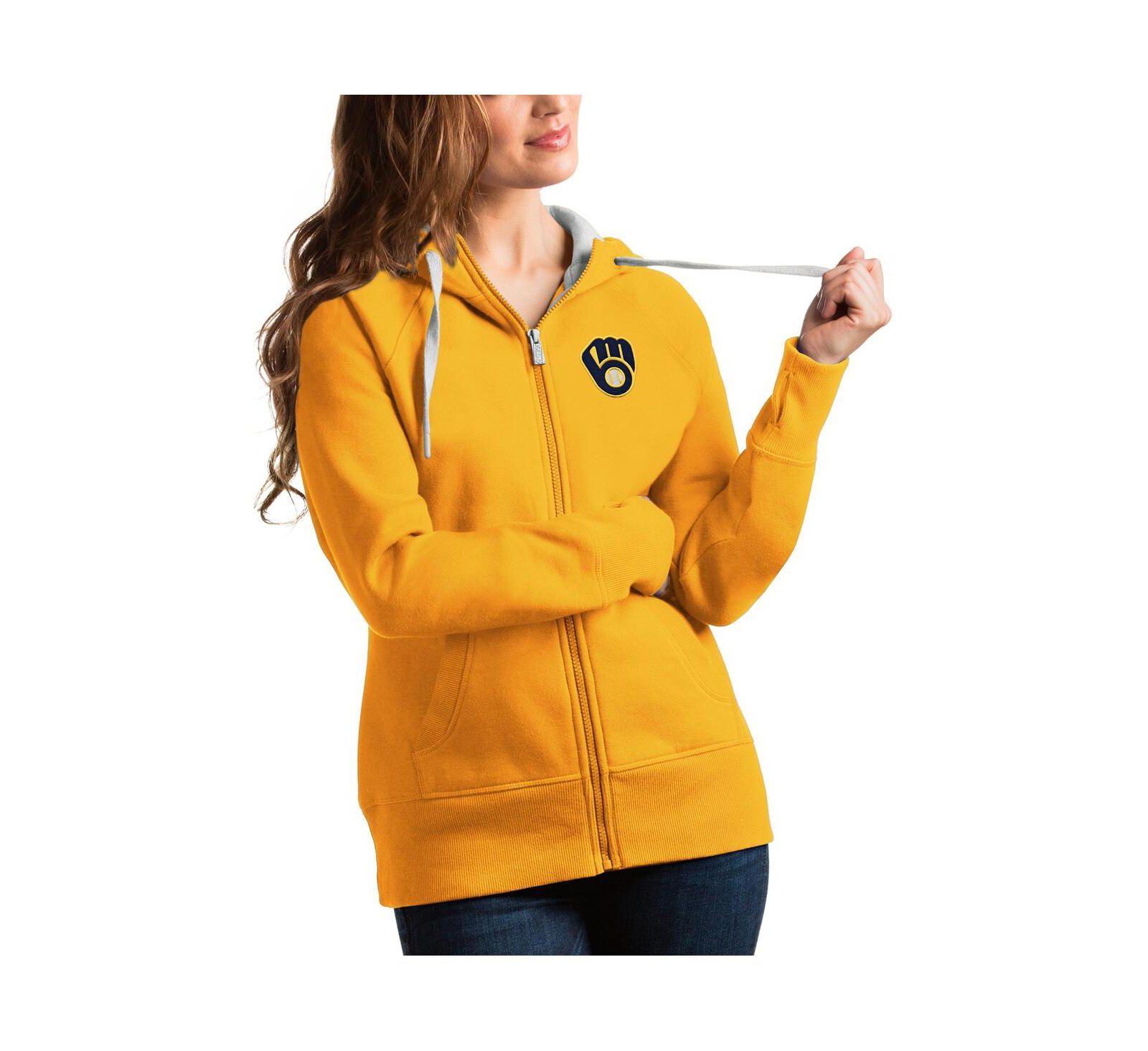 Antigua Женский золотой худи Milwaukee Brewers Victory Full-Zip