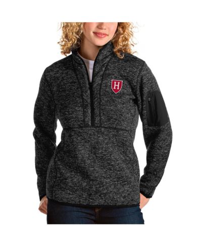 Женская куртка Antigua Heather Black Harvard Crimson Fortune Half-Zip Pullover, можно стирать в машине