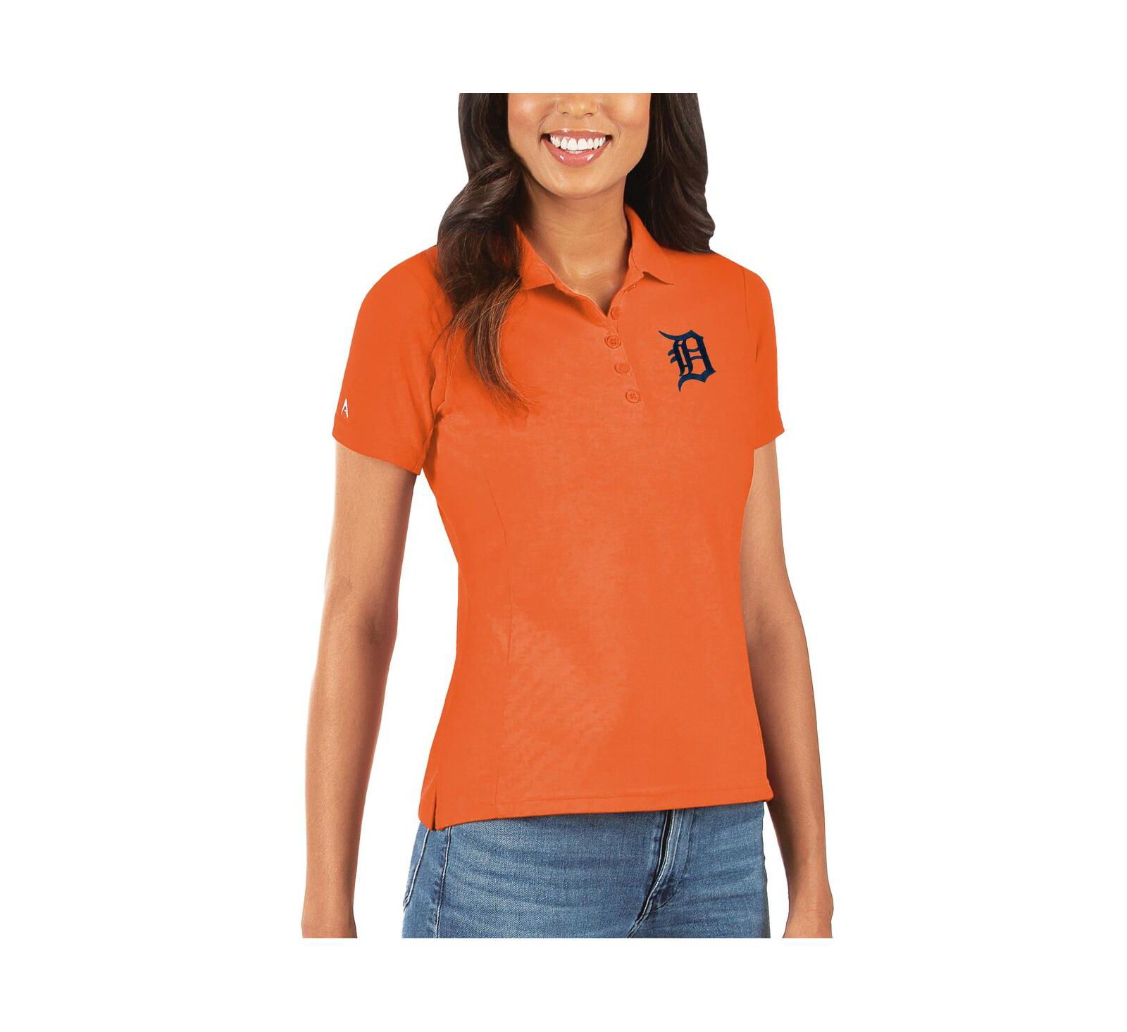 Antigua Женская рубашка-поло Detroit Tigers Legacy Pique, оранжевая
